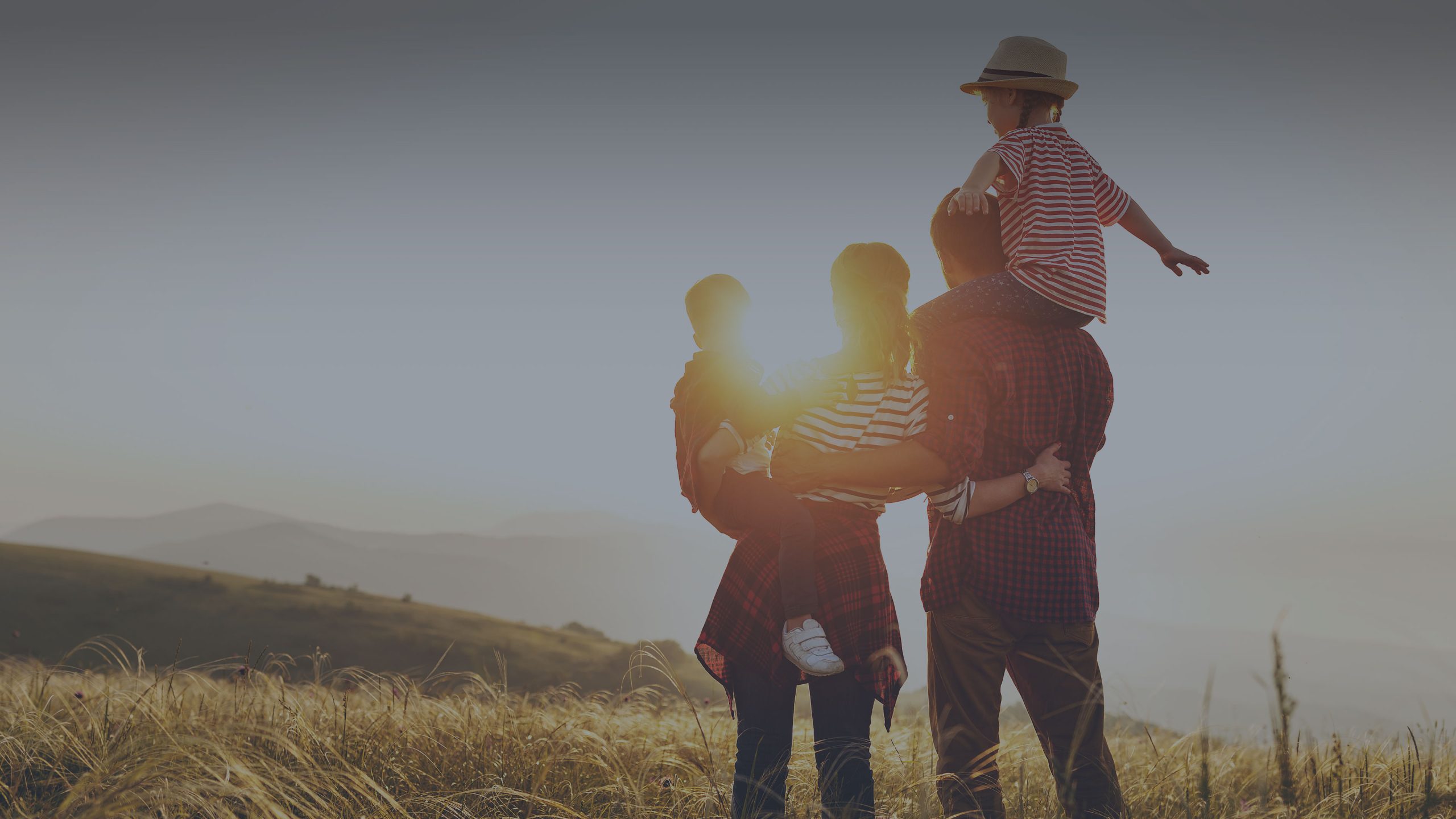 Family in sunset